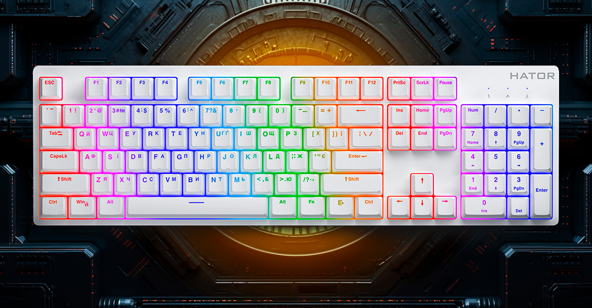 16,8 milioane de culori de iluminare RGB, cu personalizare individuală a tastelor și cinci nivele de luminozitate.